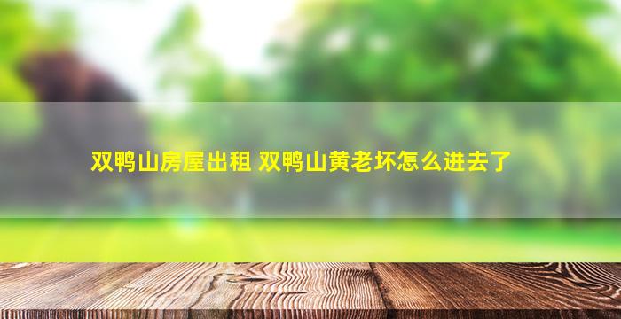 双鸭山房屋出租 双鸭山黄老坏怎么进去了